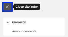 Moodle - Site Index - Close Site Index Button